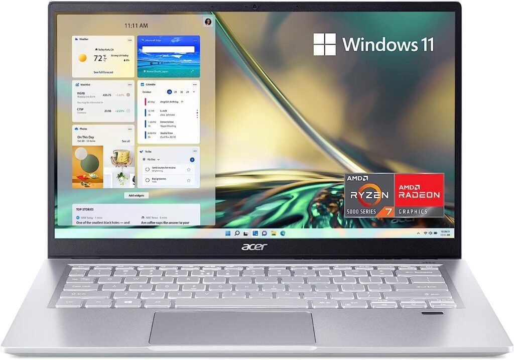 Portátil Acer con procesador AMD Ryzen y gráficos Radeon mostrando Windows 11